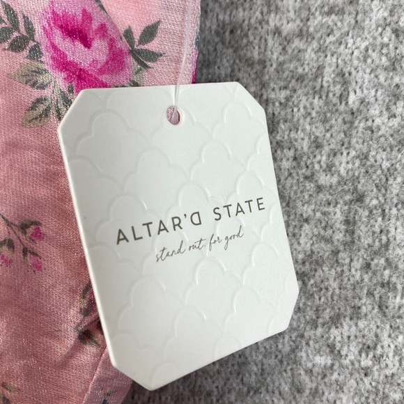 Altar’d State strapless tiered maxi dress Medium pink floral cottagecore roses - Picture 2 of 11